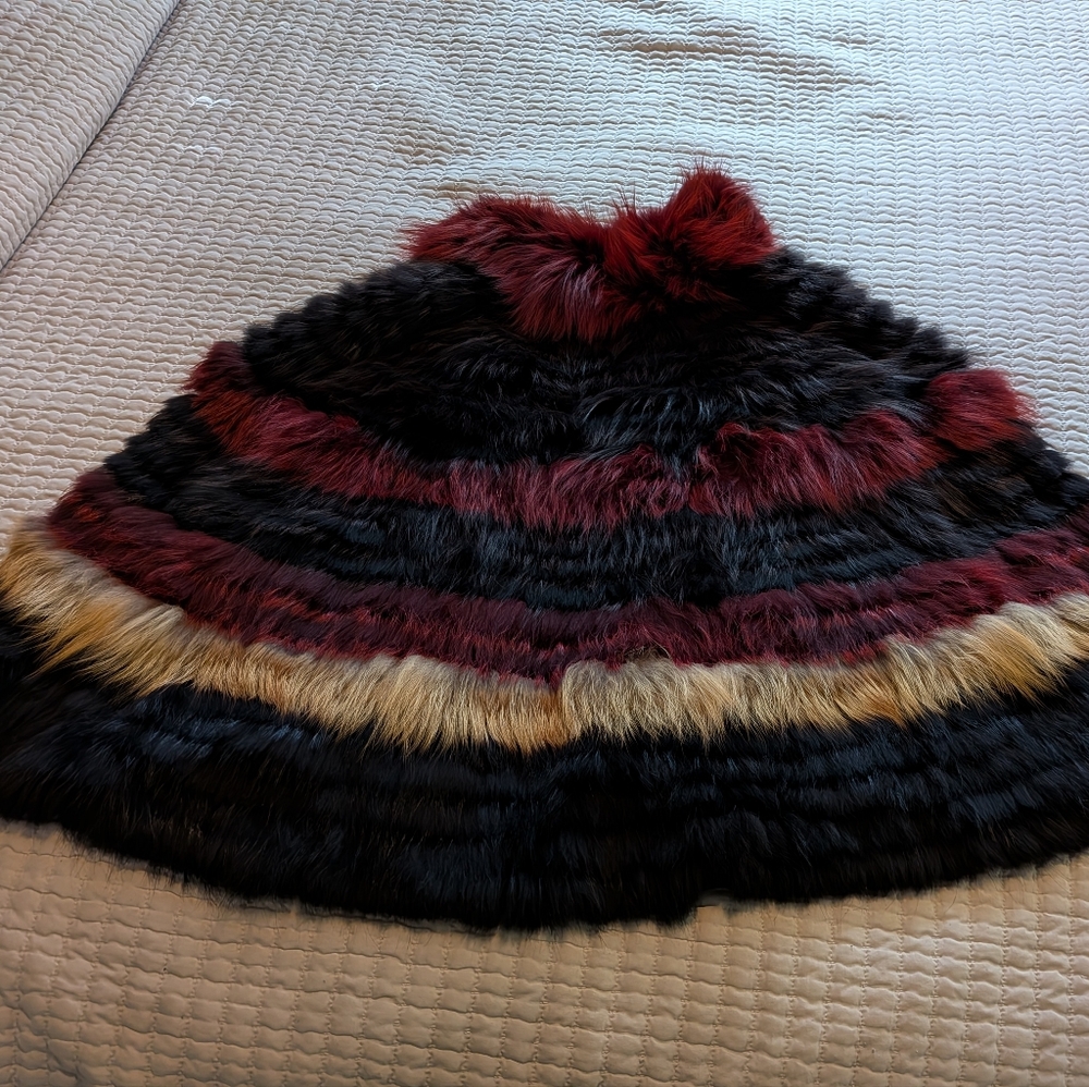 Fox Fur Striped Cape